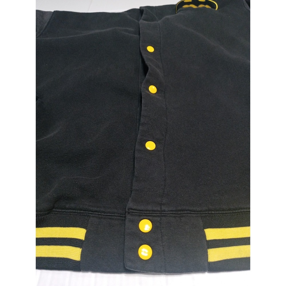 DC Comics Batman Varsity Jacket XL Black Yellow Snap Front‎ Long Sleeve Bomber - Picture 12 of 13